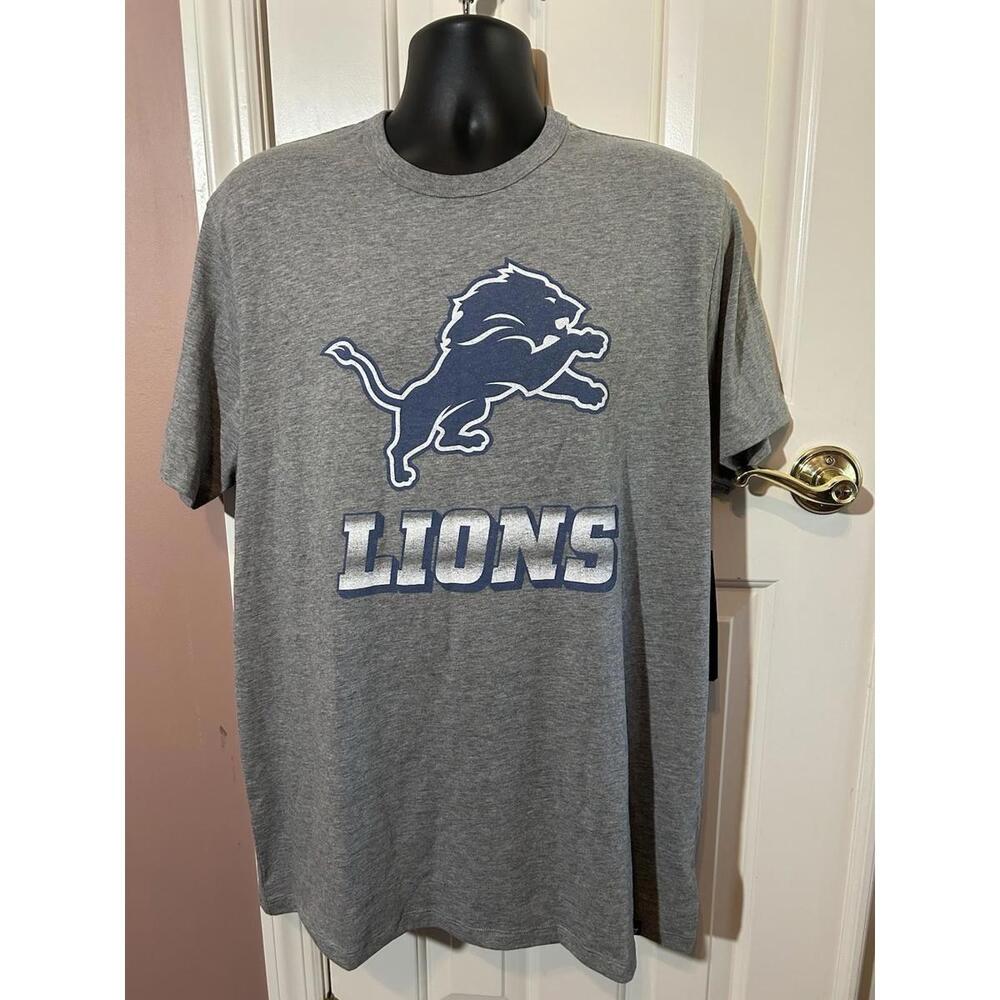 47 Brand Detroit Lions T Shirt Gray Mens Size Large Gray Distressed Look New
